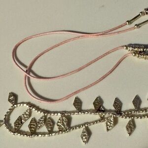 NWT Banana Republic Silver Tone and Pink Cord Necklace 30”